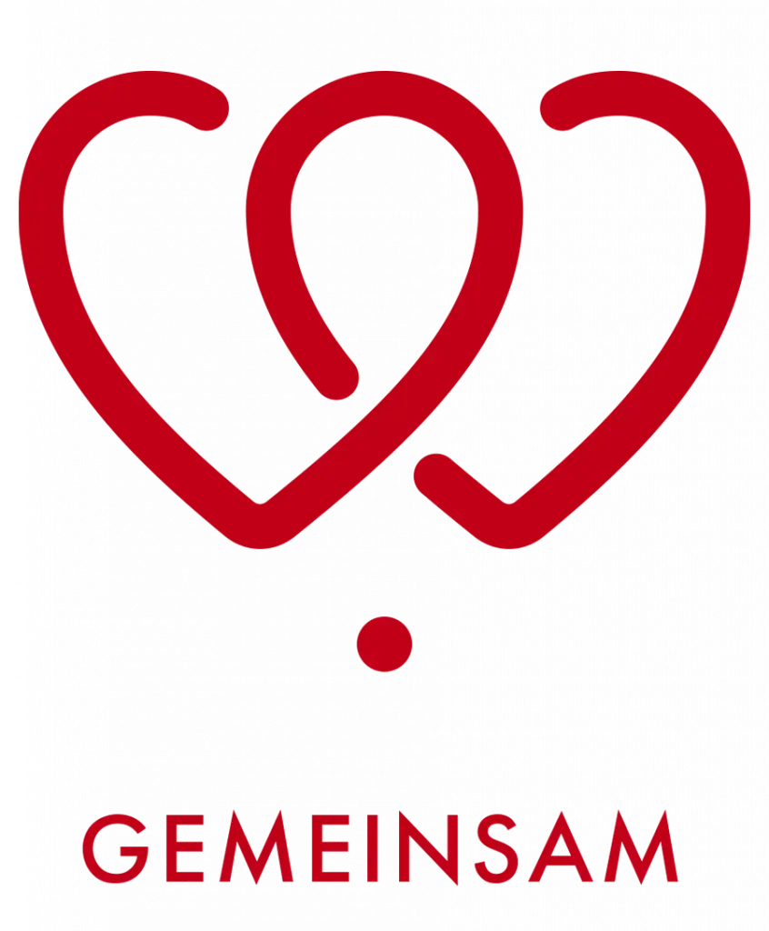 Das Symbol für den Wert Gemeinsam zeigt zwei ineinandergreifende Herzen.